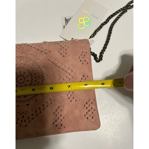 Women's Street Level Suede Blush Braided Chain Cross Body Bag 5x8 - Picture 9 of 12